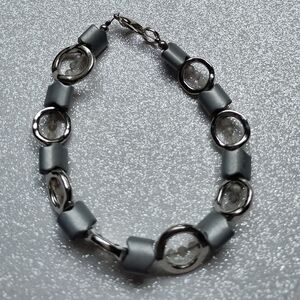 Sophisticated Gunmetal Gray Bracelet with Cylindrical Beads